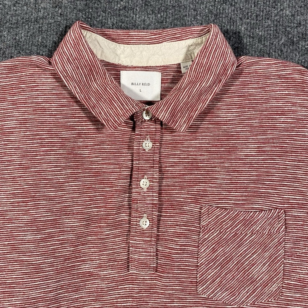 Billy Reid Pensacola Polo Shirt Mens Large Striped Stretch Fit Lightweight Golf